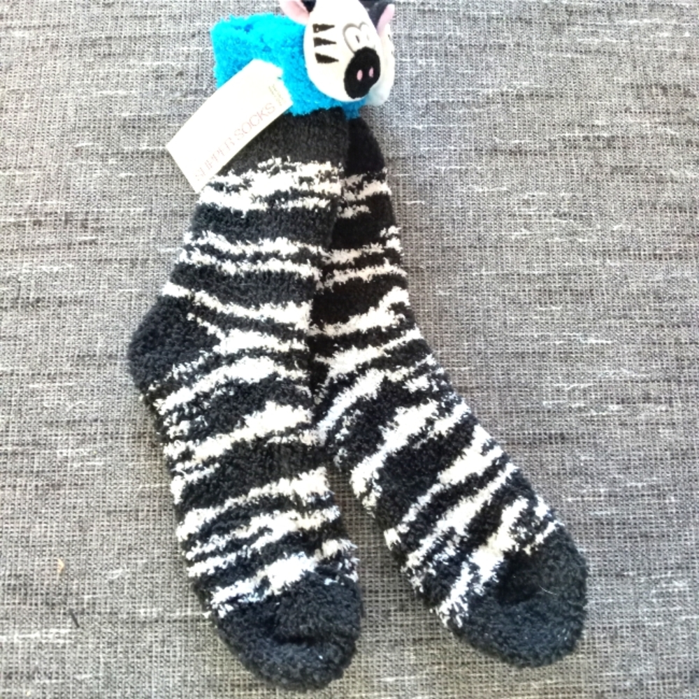 New zebra slipper socks size 9 11
